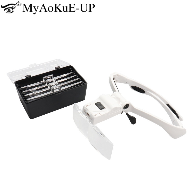 Eyelash Extension With Glasses - 5 soczewek regulowana lupa przedłużanie rzęs